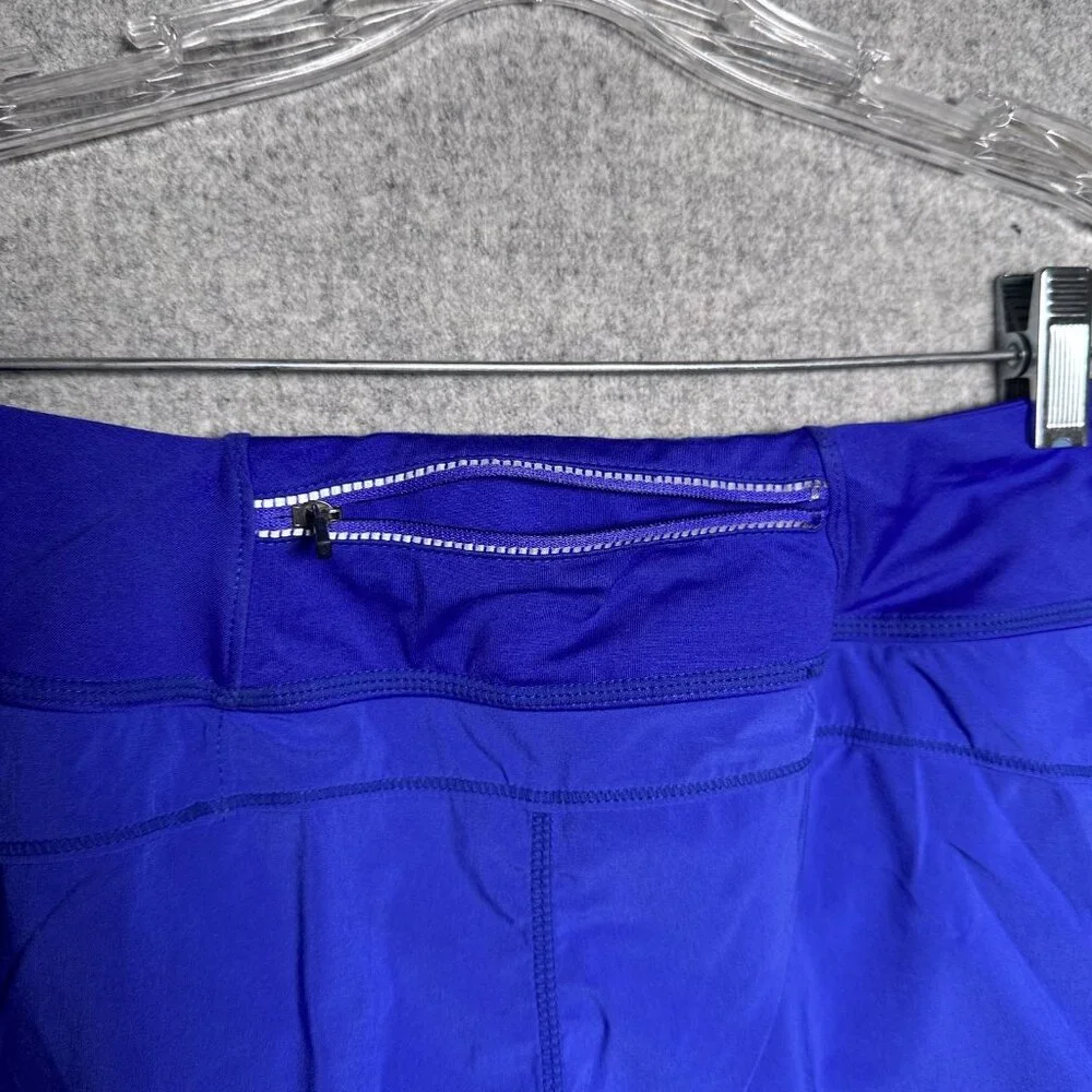 Athleta Medium Womens Running Shorts Biker Blue Black Gym Elastic Pull On - Picture 9 of 16